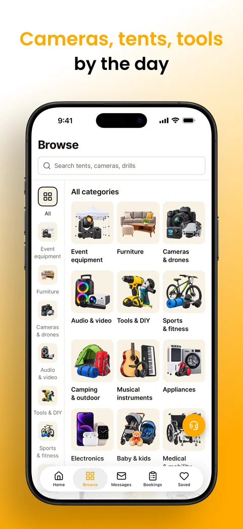 Lumo app Browse screen with every Bazaar category